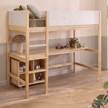 Elle Pine Wood Single Loft Bed with Desk